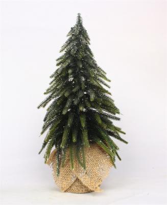 Weihnachtsschmuck mit Sackleinen-Holzsockel, Silber-Finish